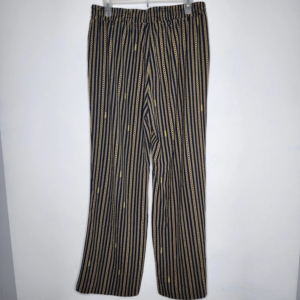 Michael Kors Pants Woman's Medium Chain Link Midnight Blue Elastic Waist Garment